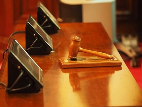 gavel on a judge's table